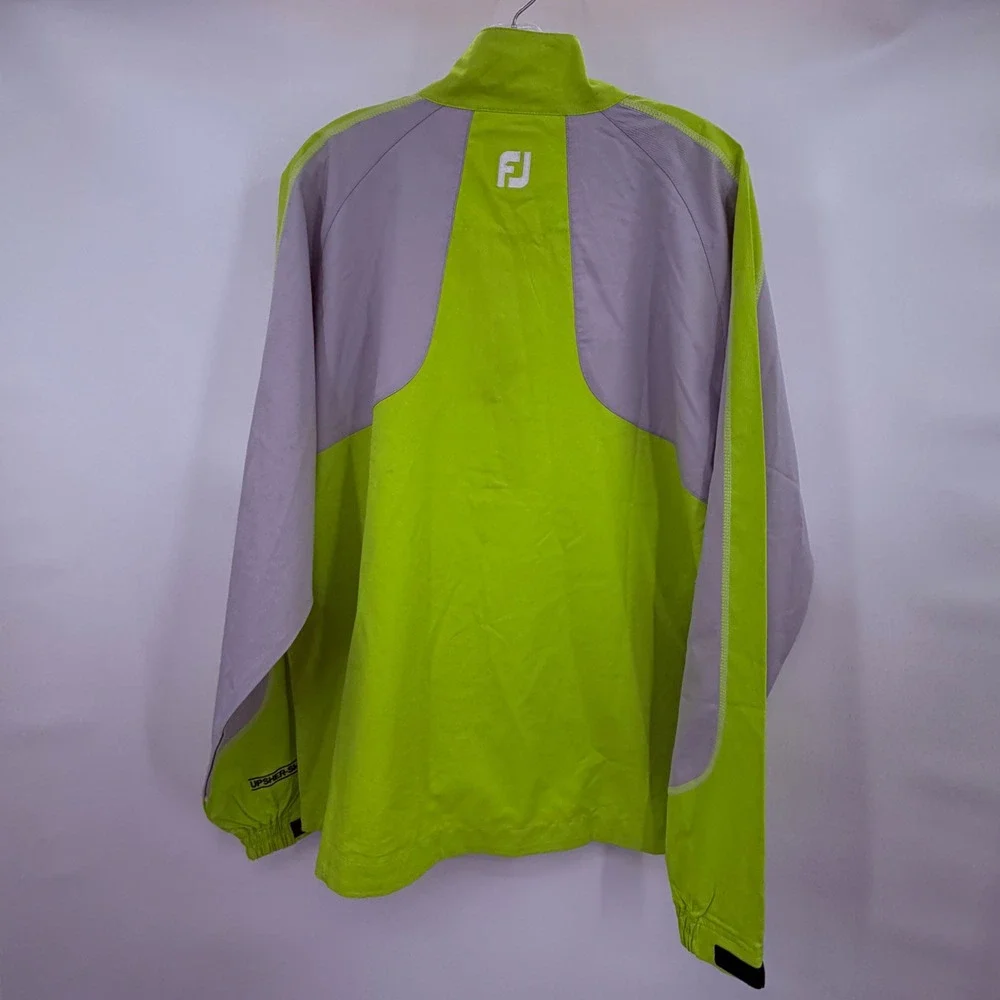 FootJoy 1/4 Zip Pullover Men‎ Large Lime Green White Grey Logo Golf Windbreaker